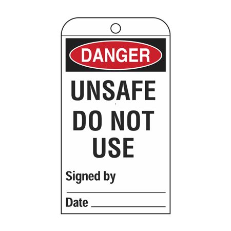 Self-Laminating Tags - Unsafe Do Not Use