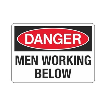 Danger  Men Working Below  Sign