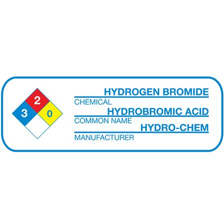 Custom Pre-printed NFPA Decals - Chemical Common Name MFG