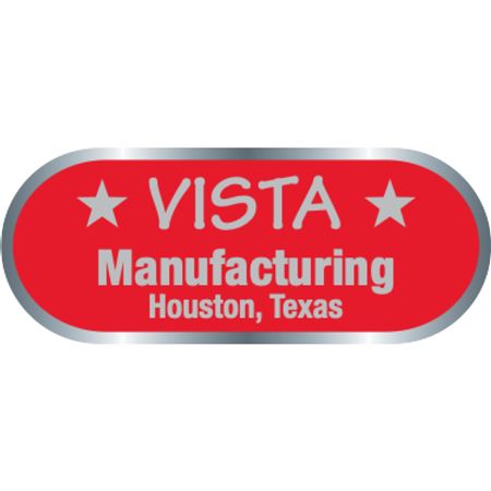 Custom Silver Polyester Decals - Chrome Finish - 1" x 2 1/2"
