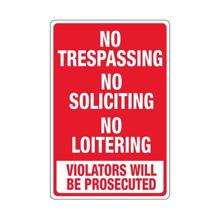 No Trespassing No Soliciting No Loitering Sign