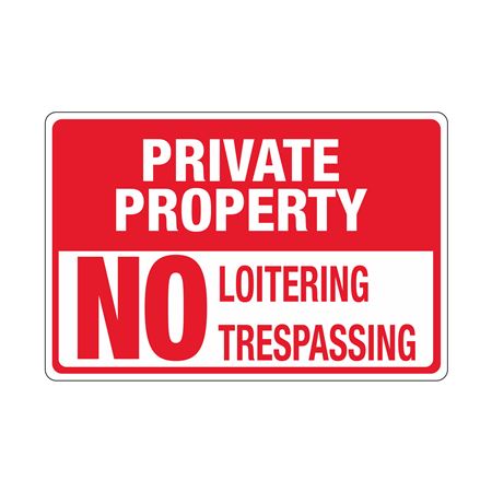Private Property No Loitering No Trespassing Sign