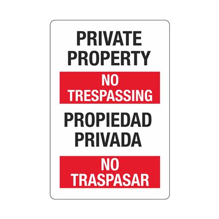 Private Property/No Trespassing (Bilingual) Sign