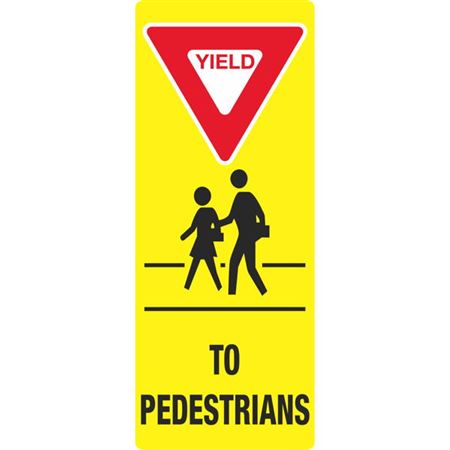 Yield to Pedestrians Barricade Panel with Base