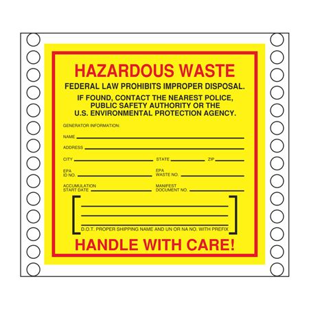 Pin Fed HazMat Labels - Hazardous Waste 6 x 6