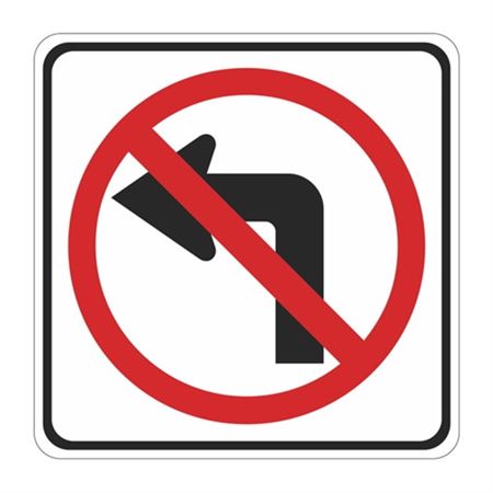 No Left Turn (Graphic) High Intensity Reflective Sign 30"x30"