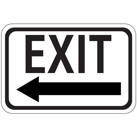 Exit Left Arrow High Intensity Reflective Sign 12" x 18"