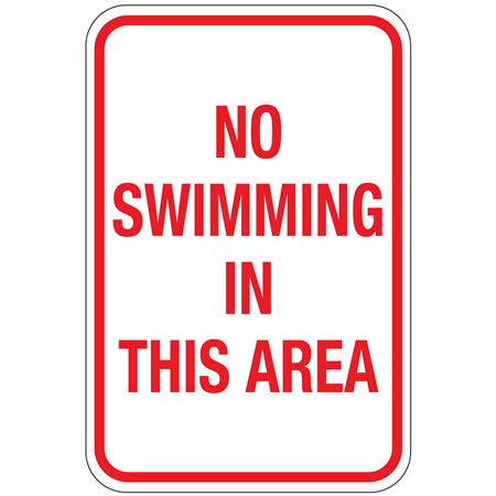No Swimming In This Area Sign 12" x 18"