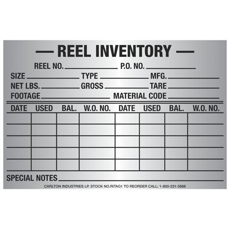 Reel Inventory Service Tag - 4 x 6