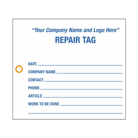 Custom Repair Tag - 4.5" x 4"