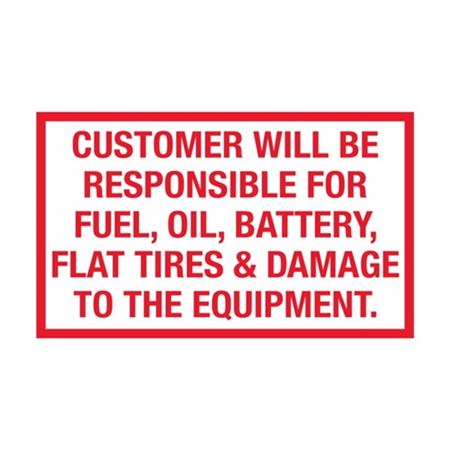 Customer Will Be Responsible Decal - 3 x 5