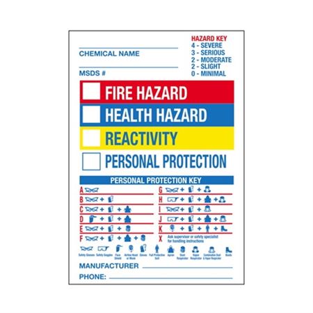 Blank Chemical Hazard Label - Pre-Printed- 7" x 10" 7 x 10