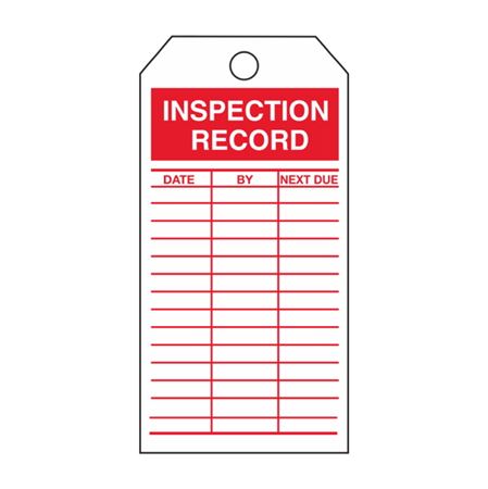 Inspection Record - Red Rigid Vinyl Tag - 3 1/8 x 5 5/8