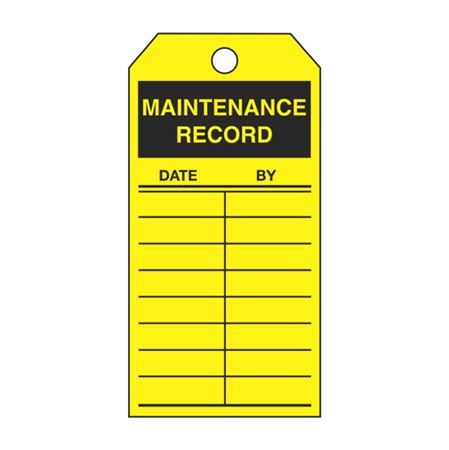 Maintenance Record - Yellow Rigid Vinyl Tag