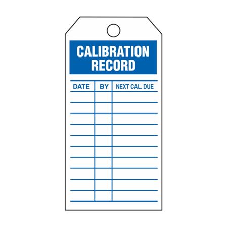 Calibration Record - Blue Rigid Vinyl Tag - 3 1/8 x 5 5/8