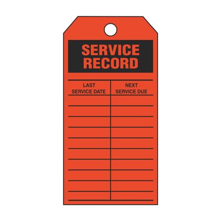 Service Record - Orange Rigid Vinyl Tag