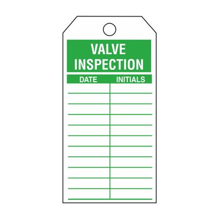 Valve Inspection - Green Rigid Vinyl Tag