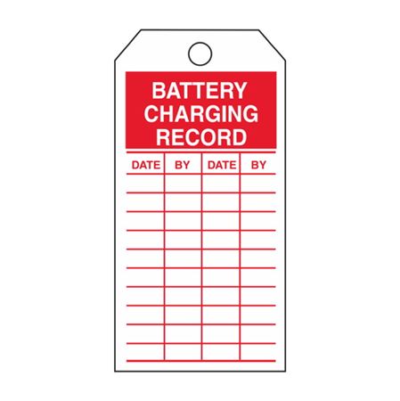 Battery Charging Record - Red Rigid Vinyl Tag