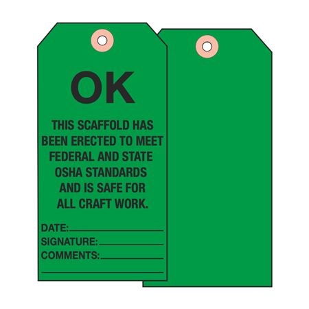 Scaffold Tags - OK Meets OSHA Standards - Rigid Vinyl