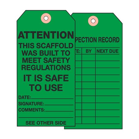 Scaffold Tag - ATTN Scaffold Meets Regulations - Rigid Vinyl