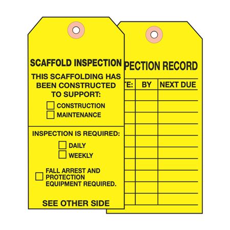 Scaffold Inspection Tag - Vinyl 3 1/8 x 5 5/8
