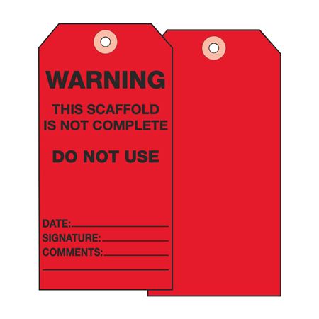 Scaffold Tags - Warning Do Not Use - Rigid Vinyl