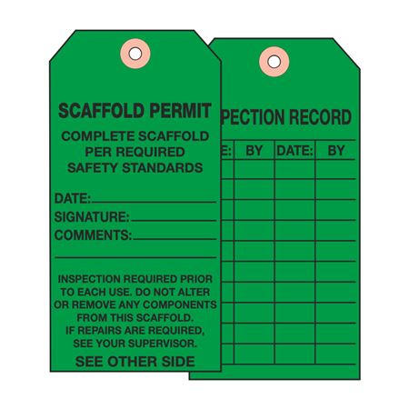 Scaffold Permit Complete Tag - Vinyl 3 1/8 x 5 5/8