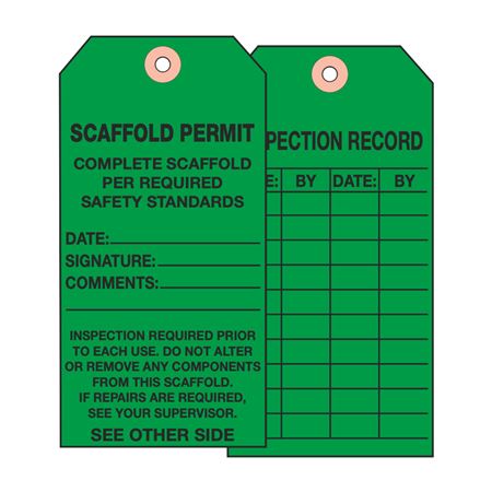 Scaffold Permit Complete Tag - Rigid Vinyl