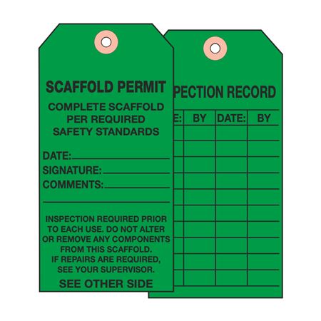 Scaffold Permit Complete Tag - Cardstock