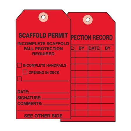 Scaffold Permit Incomplete Tag - Rigid Vinyl