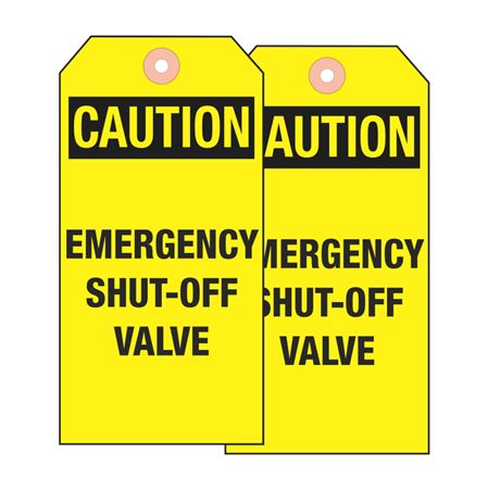 Caution Emergency Shut-Off Valve - Cardstock  2 7/8 x 5 3/4