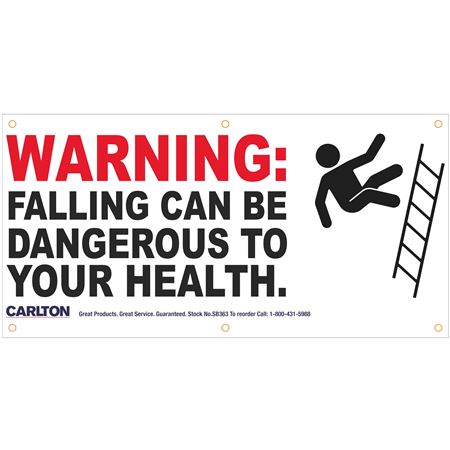 Warning Falling Can Be Dangerous/Graphic Banner 3'x6' w/Bungee Cord