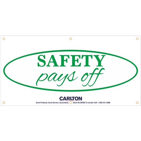 Safety Pays Off Banner 3'x6' w/Bungee Cord