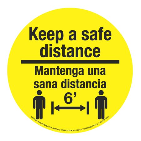 Anti-Slip Floor Decals-Keep a Safe Distance/Bilingual-11"dia