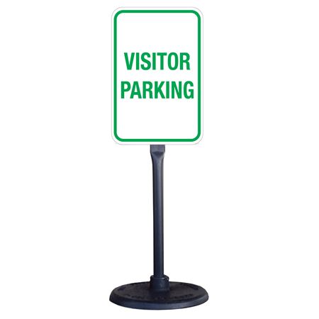Portable Stanchion w/Reflective Visitor Parking Sign 12x18