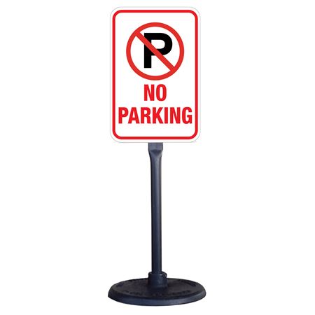 Portable Stanchion with Reflective No Parking Sign 12 x 18