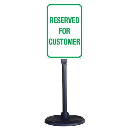 Portable Stanchion w/Reflect. Reserved for Cust. Sign 12x18