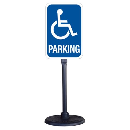 Portable Stanchion w/Reflect. Handicapped Parking Sign 12x18