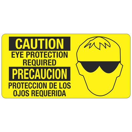 Caution Eye Protection Required - Bilingual - 4 x 8 Decal