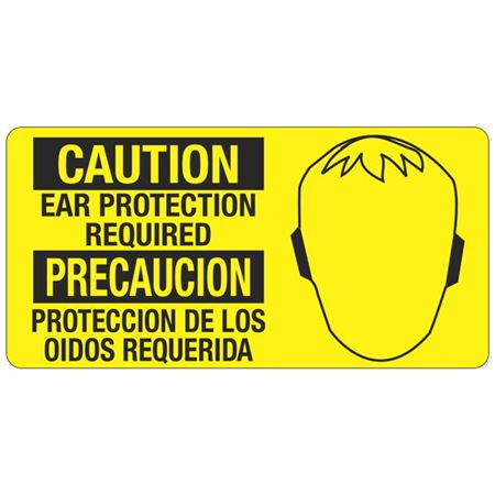 Caution Ear Protection Required - Bilingual - 4 x 8