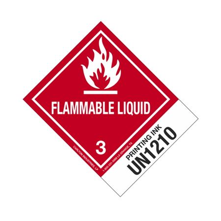 Hazmat Shipping Labels - Printing Ink UN1210 Flam. Liq. 4x5