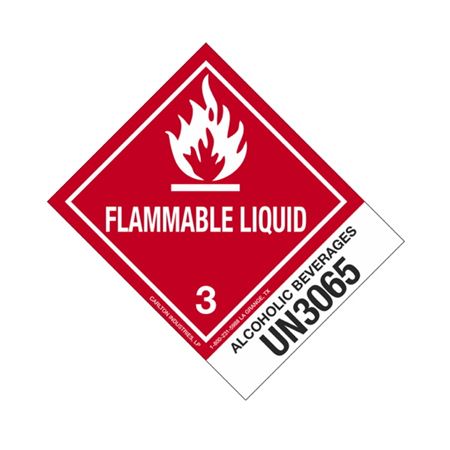 Hazmat Shipping Label- Alcoholic Bev-UN3065-Flam. Liq. 4x5