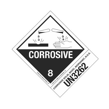 Hazmat Shipping Label/Description - Class 8 UN3262 Corrosive Solid, Basic, Inorganic