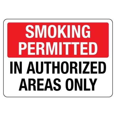 Smoking Permitted in Authorized Areas Only Sign