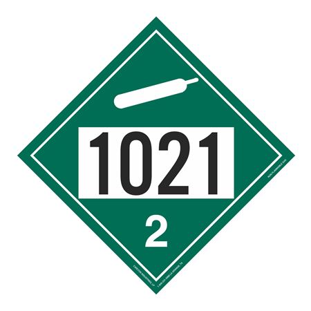 UN#1021 Non-Flammable Gas Stock Numbered Placard