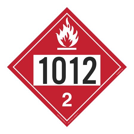 UN#1012 Flammable Gas Stock Numbered Placard