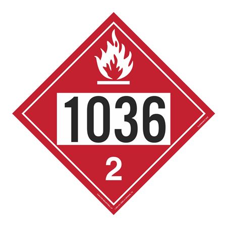 UN#1036 Flammable Gas Numbered Placard
