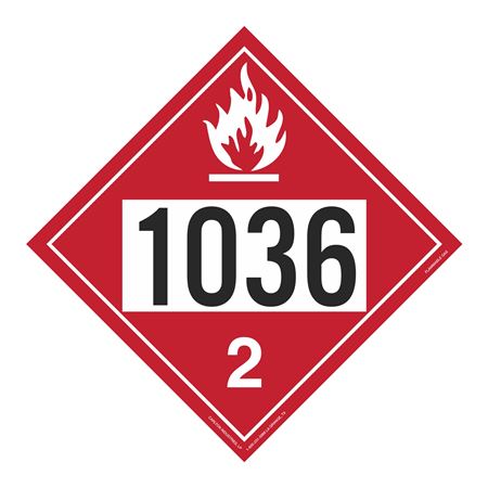 UN#1036 Flammable Gas Stock Numbered Placard