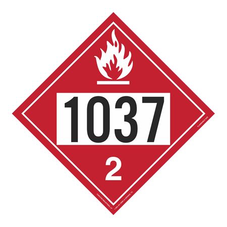 UN#1037 Flammable Gas Stock Numbered Placard