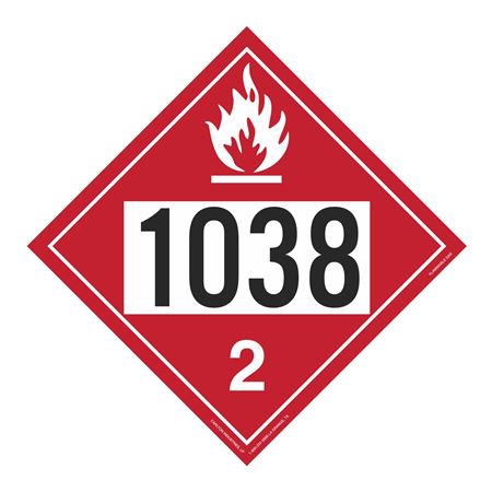 UN#1038 Flammable Gas Numbered Placard